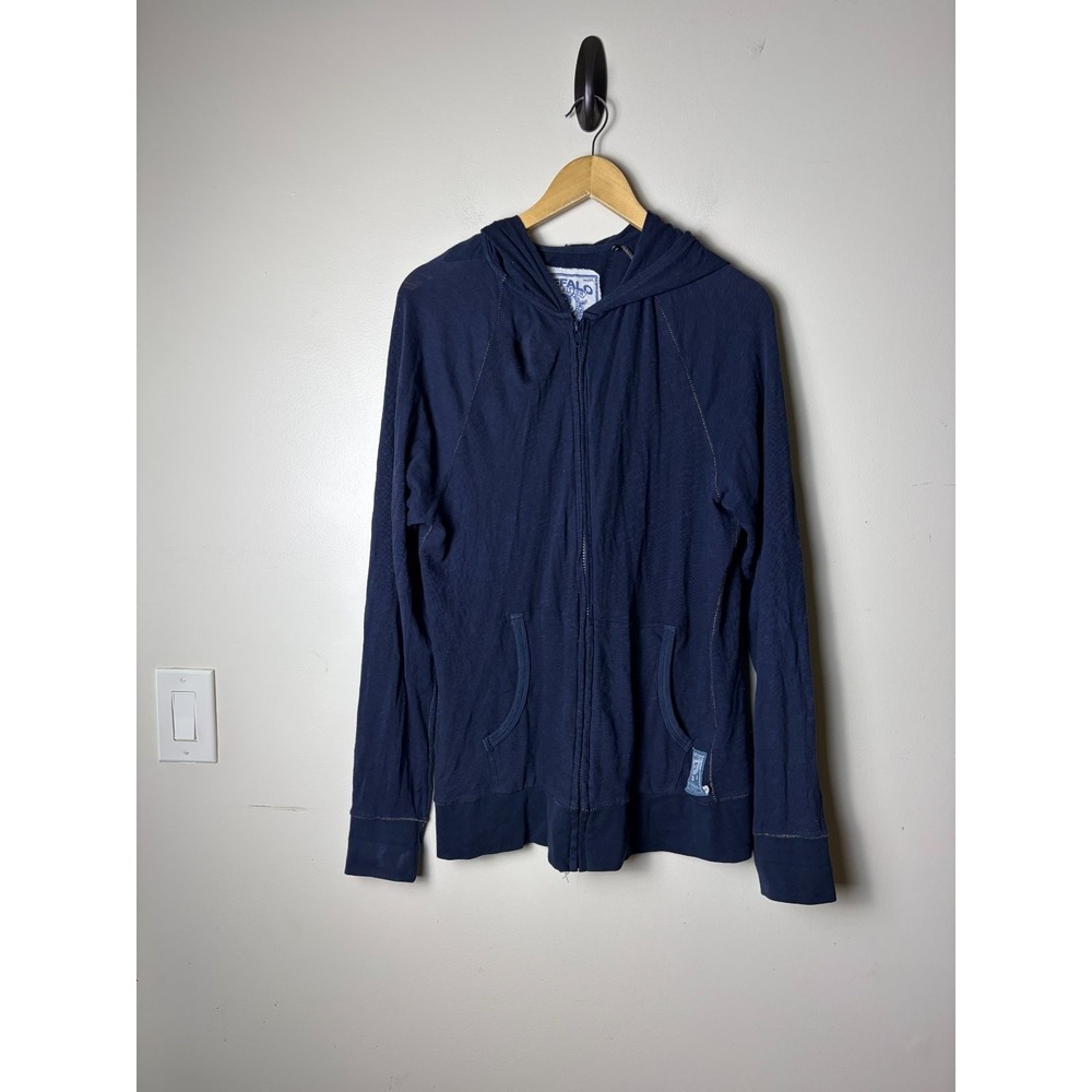 Buffalo David Bitton Hoodie Sweatshirt Mens L Blue Full Zip Casual